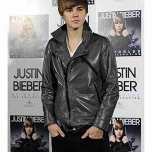 Justin-Bieber-Grey-Leather-Jacket